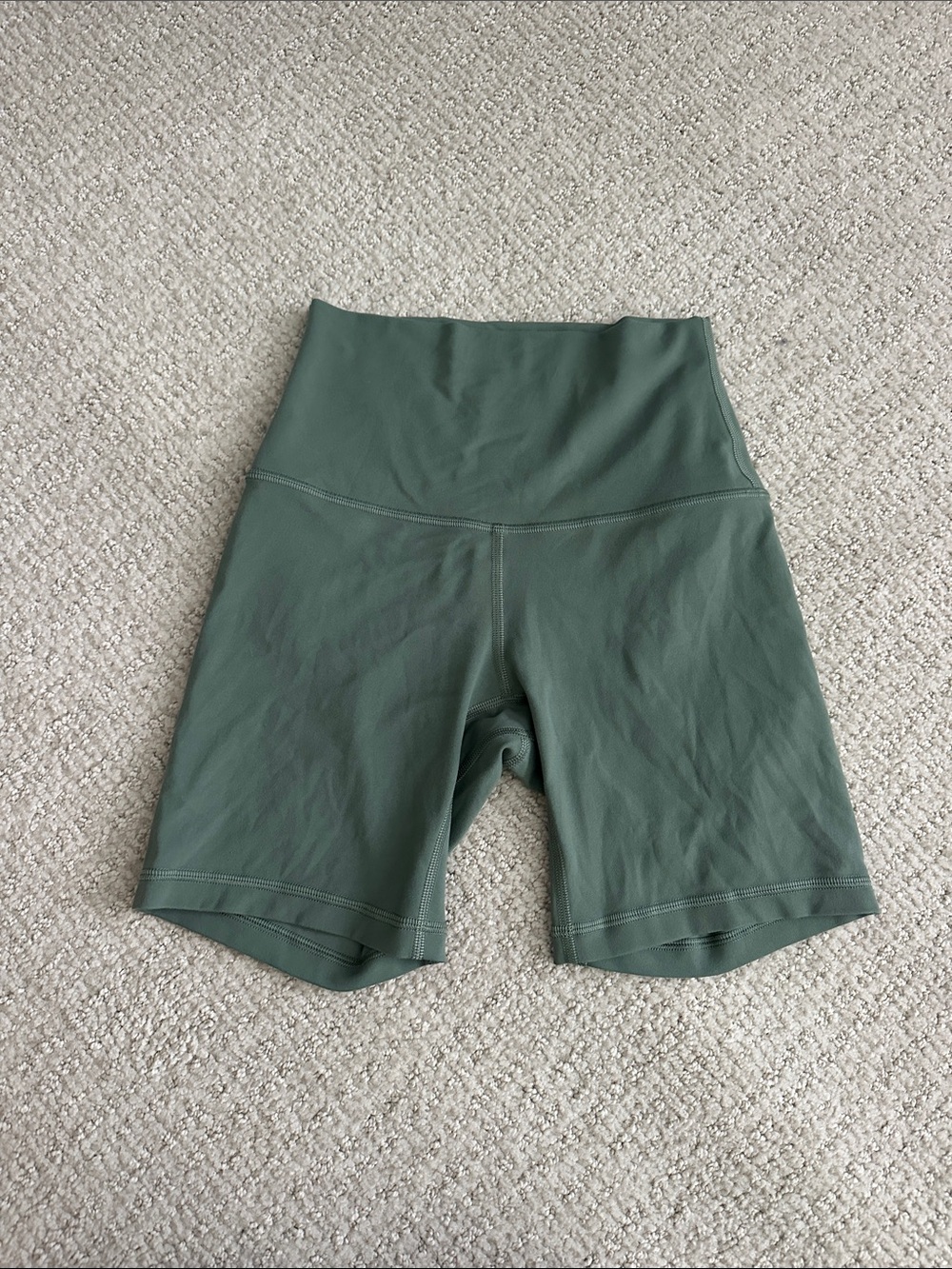 lululemon athletica High-Rise 6 inch Bike Shorts in Olive Green/Grey Eucalyptus